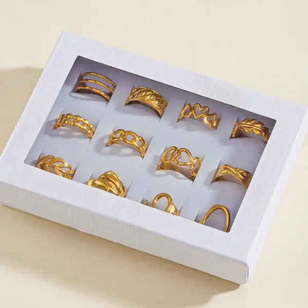 Wholesale PVD Coated 18K Gold Plated Oval Heart Shape 304 Stainless Steel Simple Style Waterproof Non Tarnish Open Rings