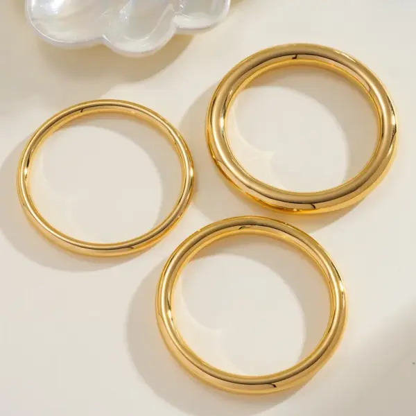 PVD Coated Real Gold Plated 16K White Plating Solid Color 304 Stainless Steel IG Style Simple Waterproof Non Tarnish Bangle