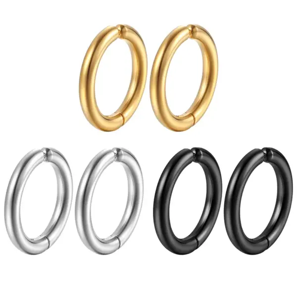 Wholesale PVD Coated 18K Gold Real Gold Plated Round 304 Stainless Steel Fashion Waterproof Non Tarnish Ear Clips