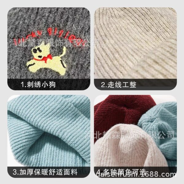 Wholesale Cute puppy embroidered warm woolen hat