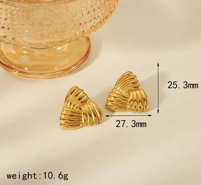 1 Pair Vintage Style Classic Style Triangle Geometric Spiral Stripe Plating 304 Stainless Steel 18K Gold Plated Ear Studs