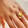 Wholesale PVD Coated Real Gold Plated Crab 304 Stainless Steel Vacation Marine Style Waterproof Non Tarnish Open Rings