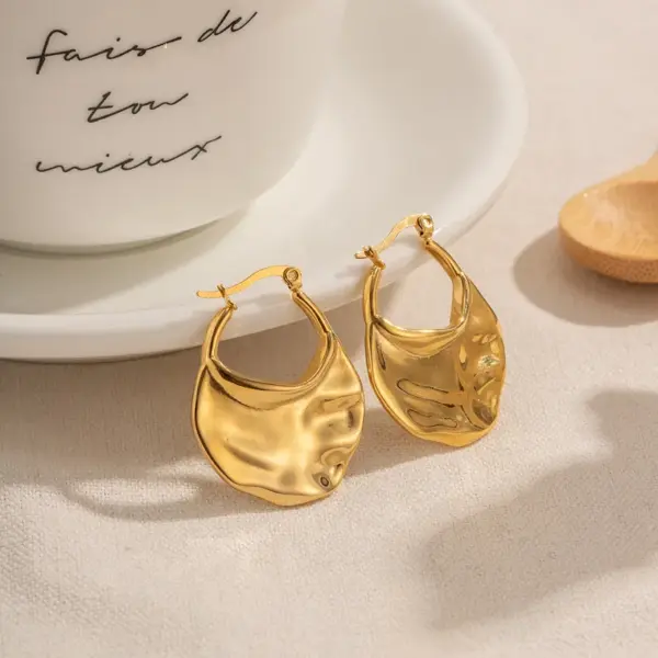 Wholesale 304 Stainless Steel Solid Color PVD Coated 18K Gold Plated IG Style Plating Earrings