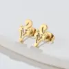 Wholesale PVD Coated 18K Gold Real Gold Plated Fox Lion 304 Stainless Steel Fashion Waterproof Non Tarnish Ear Studs