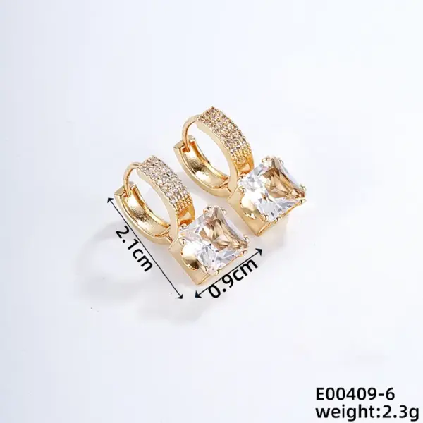 Wholesale 1 Pair Casual Classic Style Geometric Copper Zircon K Gold Plated Drop Earrings