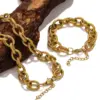 PVD Coated Real Gold Plated Geometric 304 Stainless Steel Punk Simple Style Waterproof Non Tarnish Bracelets Necklace