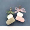 Wholesale Christmas Boots Keychain Cute Bow Bag Pendant Cartoon Plush Car Key Chain Ring Gift Accessories