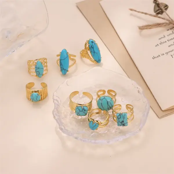 Wholesale PVD Coated 18K Gold Plated Oval Stainless Steel Vintage Style Bridal French Style Open Rings