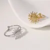 Wholesale PVD Coated Real Gold Plated 18K Gold Sun 304 Stainless Steel Modern Style IG Style Waterproof Non Tarnish Open Rings
