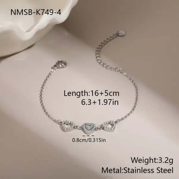 Inlaid Diamond Petite Titanium Steel Bracelet 304 Stainless Steel Non-fading Jewelry For Women