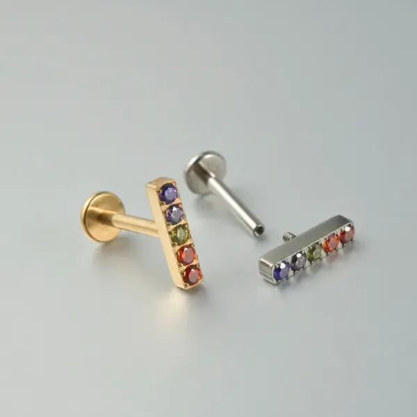 Wholesale 1 Piece Lip Rings Casual Vacation Tropical Cross G23 Titanium Alloy Plating Zircon 18K Gold Plated Lip Rings Ear Cartilage Rings & Studs