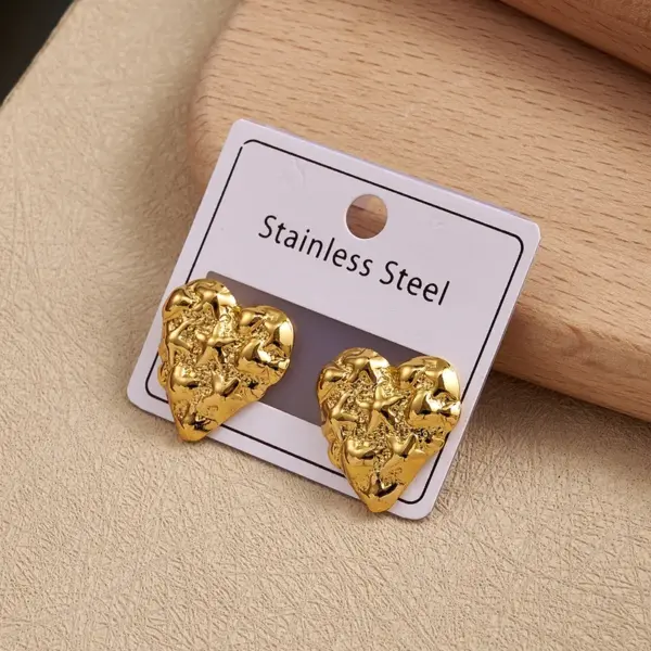 Geometric Heart Triangle Shaped Earrings Ins Style Electroplated 304 Stainless Steel Fashionable Women's Hoop Earrings