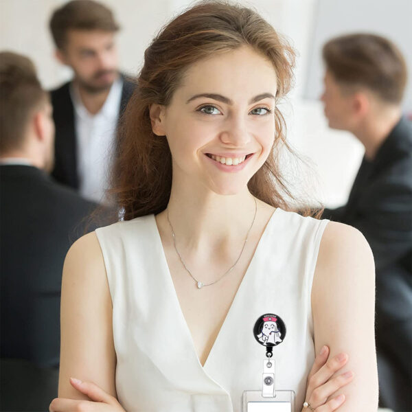 oly-f97f3f376d926e1183f32c71a399bb97 Wholesale Halloween New Metal Magic Hat Ghost Pink Retractable Rotating Badge Scroll Medical and Healthcare Women's ID Buckle