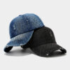 Wholesale Denim Baseball Cap for Women, New Fashion Retro Washed Distressed Baseball Cap, Sun Hat for All Seasons