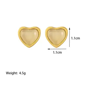 [Tsg395] White Shell Love Earrings / Gold
