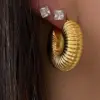 1 Pair Fashion Round Plating 201 Stainless Steel Gold Plated Stainless Steel Earrings