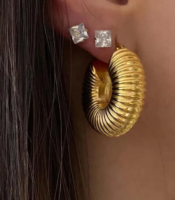 1 Pair Fashion Round Plating 201 Stainless Steel Gold Plated Stainless Steel Earrings