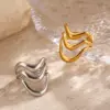 Wholesale Ion Plating (IP) 18K Gold Plated Lines 304 Stainless Steel Casual Hip-Hop Rock Waterproof Non Tarnish Open Rings