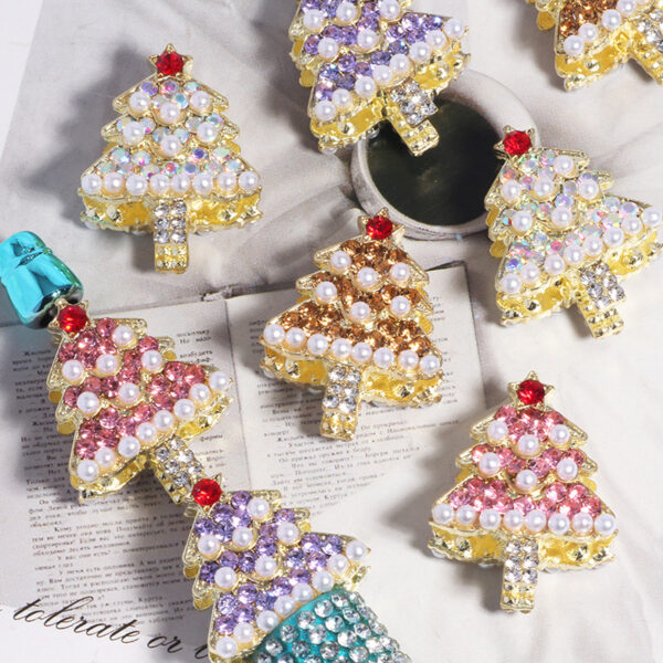Wholesale Alloy pearl rhinestone Christmas tree, gorgeous with straight bead holes, DIY phone chain, keychain, bag chain accessories
