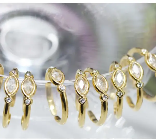 Wholesale PVD Coated 14K Gold Real Gold Plated Solid Color 304 Stainless Steel Fashion Waterproof Non Tarnish Open Ring