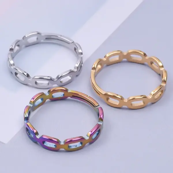 oly-f996884fec22ce8ad1cc389cbf71e60f Wholesale PVD Coated Real Gold Plated 18K Gold Solid Color 304 Stainless Steel Simple Style Waterproof Non Tarnish Rings