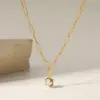 Wholesale 304 Stainless Steel Plated With 18K Real Gold Vacuum Electroplating (In Furnace) Gold Women's Suitable Geometric Zircon Necklace