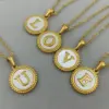 Wholesale Simple Style Round Letter Titanium Steel Pendant Necklace Polishing Gold Plated Shell Stainless Steel Necklaces