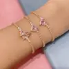 Wholesale Sweet Heart Shape Flower Butterfly Copper Inlay Zircon Bracelets