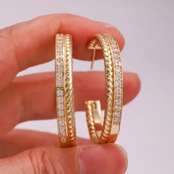 2 Pieces Vintage Style Simple Style Solid Color Plating Inlay Copper Zircon 18K Gold Plated Hoop Earrings
