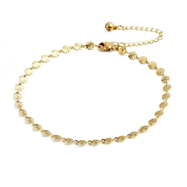 Wholesale Simple Style Flower Titanium Steel Plating 18k Gold Plated Women's Anklet