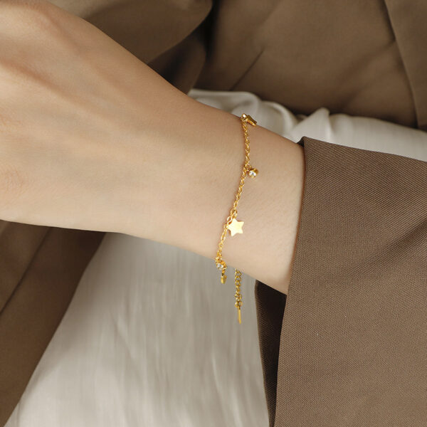 Wholesale Korean Style Simple Star Moon Bracelet Women's Titanium Steel All-match Jewelry Goddess Festival Gift Personalized Color-free Bracelet