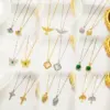 Wholesale PVD Coated Real Gold Plated Butterfly Key Lock Stainless Steel Waterproof Non Tarnish Pendant Necklace