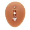 Wholesale 1 Piece 316L Stainless Steel Alloy Resin Rhinestones Glass Belly Rings Star Moon Heart Shape Waterproof Non Tarnish Surgical Steel White Gold Plated Women's