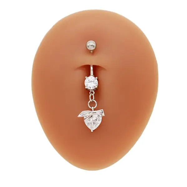 Wholesale 1 Piece 316L Stainless Steel Alloy Resin Rhinestones Glass Belly Rings Star Moon Heart Shape Waterproof Non Tarnish Surgical Steel White Gold Plated Women's