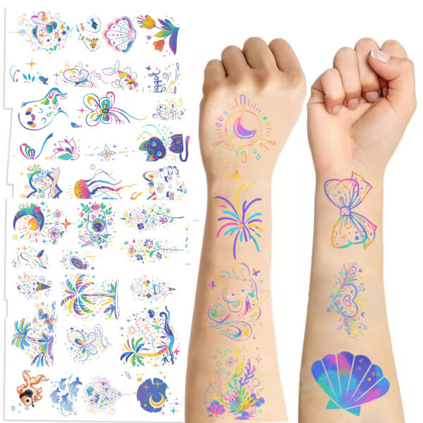 Wholesale Cross-Border New Cartoon Ins Colorfulful Line Tattoo Stickers Waterproof Party Party Gifts Funny Fun Stickers