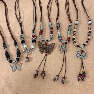 Wholesale Ceramic Necklace New Chinese Ethnic Style Retro Ceramic Butterfly Beaded Clavicle Chain High-End Niche Versatile Gift