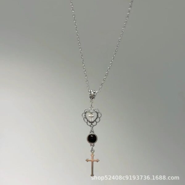 Wholesale Titanium Steel Love and Redemption Necklace Female Retro Niche Personality Diablo Sub-culture Spice Girl Cross Necklace Gift
