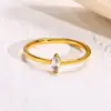 Wholesale 304 Stainless Steel 18K Gold Plated Simple Style Inlay Horse Eye Zircon Rings