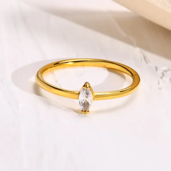 Wholesale 304 Stainless Steel 18K Gold Plated Simple Style Inlay Horse Eye Zircon Rings