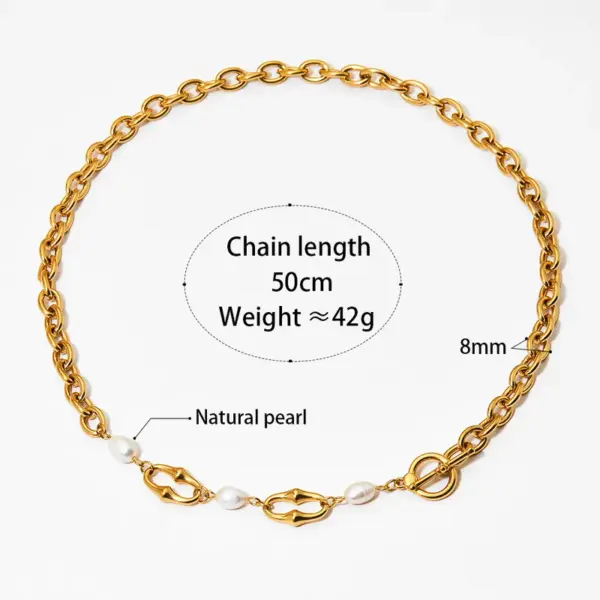 Wholesale PVD Coated Real Gold Plated 16K White Plating Solid Color 304 Stainless Steel Freshwater Pearl IG Style Simple Classic Waterproof Non Tarnish Bracelets Necklace