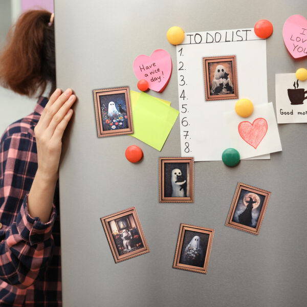 Wholesale Halloween Retro Photo Frame Magnetic Refrigerator Magnet Wooden Poster Refrigerator Magnet