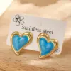 Wholesale Trendy Fashion Ins Style Gold-Plated Imitation Gold Heart-Shaped 304 Stainless Steel Casual Basic Style (Simple Style) Polished Oil-Drip Electroplated Earrings