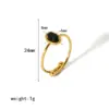 PVD Coated Real Gold Plated 18K Gold Geometric 304 Stainless Steel Simple Style Waterproof Non Tarnish Adjustable Ring