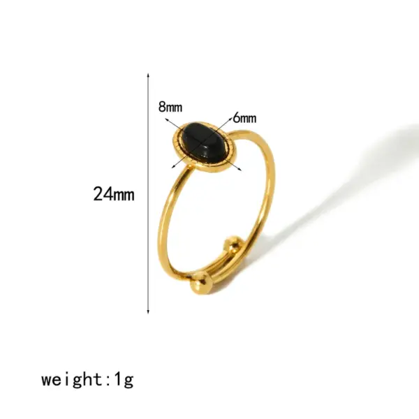PVD Coated Real Gold Plated 18K Gold Geometric 304 Stainless Steel Simple Style Waterproof Non Tarnish Adjustable Ring