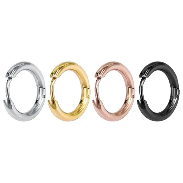 1 Piece Fashion Round Polishing Titanium Steel Hoop Earrings