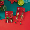 oly-f9df31dc5cd4929288bda413aca514a7 Wholesale Colorful bell Christmas tree snowman pendant Christmas earrings