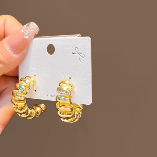 oly-f9e0547409e2ccd8a8bd850f72c53cc3 Wholesale High-grade cold exaerated metal pleated geometric earrings ins personality retro French flower peach heart stud earrings