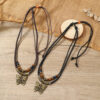 Wholesale retro butterfly alloy multi-layer wooden beads knotted hand-woven necklace jewelry