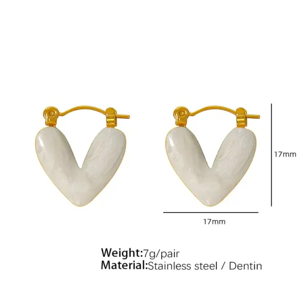 304 Stainless Steel Heart Shape PVD Coated 18K Gold Plated Real Gold Plated 18K Gold Elegant Cute Sweet Waterproof Non Tarnish Plating Light Blue White Pink Earrings