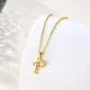 Water Plating Vacuum Real Gold Plated 18K Letter 304 Stainless Steel Titanium Fashion Waterproof Non Tarnish 201 Pendant Necklace